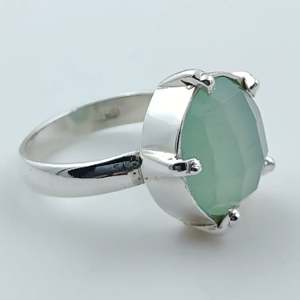 Navya <b>Craft</b> Handmade 925 Sterling Silver <b>Ring</b> Boho Style Chalcedony Customizable March Birthstone for US Customers - Product Image 6