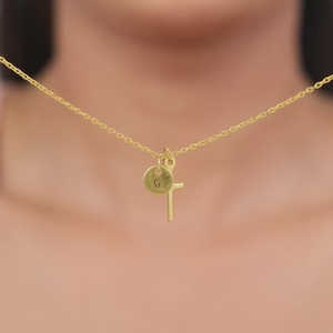 สร้อยคอจี้กางเขนสีทองแบบปรับแต่งเองได้พร้อมโซ่แบบปรับแต่งได้ - Product Image 6