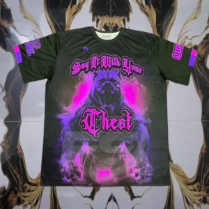 Camisetas de hombre de talla grande con estampado de sublimación de calor bordado con logotipo de equipo de béisbol y softbol de alta calidad y cuello redondo personalizado Unisex - Product Image 2