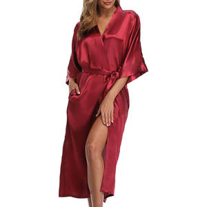 Wholesale High Quality Light Weight <b>Satin</b> Sleeping <b>Robes</b> Durable Knitted Fabric Front Logo for Summer and Spring - Product Image 1