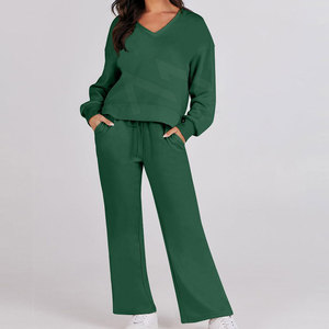 2023 logotipo personalizado ropa de entrenamiento femenina chándal 2 piezas pantalones conjuntos con bolsillos Rosa sudaderas mujer chándal - Product Image 3