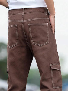 Pantalones Vaqueros de Mezclilla de Primera Calidad para Hombre, Venta al Por Mayor OEM, Precio Económico, Pantalones Vaqueros con Bolsillos Cargo, Lavables, Estilo Urbano - Product Image 3
