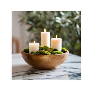 Bol à pâte en bois pour bougie et décoration de la maison couleur bois naturel pour forme ronde et design sculpté - Product Image 5