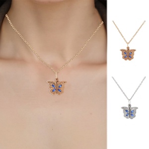 Collier avec <span class=keywords><strong>pendentif</strong></span> en forme de cœur de papillon, <span class=keywords><strong>porte</strong></span>-micro-<span class=keywords><strong>photo</strong></span>, chaîne réglable, bijoux tendance pour femmes - Product Image 1