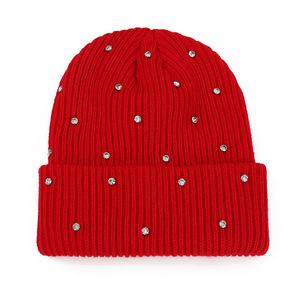 Gorro de Punto con Pedrería de Lujo para Mujer, Gorro de Invierno de Piel Sintética de Conejo, Gorro Brillante de Moda para Mujer - Product Image 3