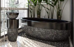 Baignoire autoportante en pierre de surface solide de luxe | Baignoire ovale moderne pour les projets de spa et d'hôtel de salle de bain - Product Image 2