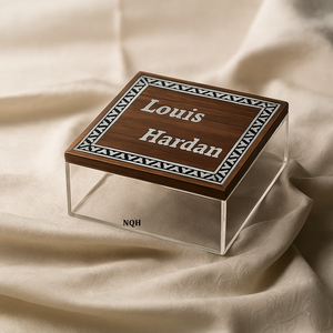 Prix d'usine Ramadan Eid 2026 Pot de rangement carré en bois, résine et acrylique, fait main, personnalisable, décoration d'intérieur, marron, 20x20x7.5cm, moderne - Product Image 5