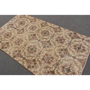 พรมขนสัตว์สีเบจสีน้ำตาลคลาสสิกขนาด3.9x6.9ฟุตทำด้วยมือแบบตุรกีการเย็บปะติดปะต่อกันเป็นรูปสี่เหลี่ยมผืนผ้าสำหรับห้องนั่งเล่นห้องนอนห้องโถงน้ำยาง4เมตร - Product Image 4