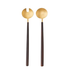 Modern Brass Salad Serving Set of 2 with <b>Mirror</b> Polish for Kitchen & <b>Tabletop</b> Unique Golden Flatware Sets at Lower Price - Product Image 3