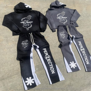 ชุด2ชิ้นเสื้อฮู้ดกางเกงผ้าคอตตอนสำหรับฤดูหนาวใส่ได้ทั้งชายและหญิงชุด3D ฟูโลโก้ตามสั่ง - Product Image 1