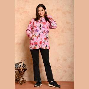 Chaqueta acolchada de algodón para mujer Estampado floral Estilo vintage Longitud corta Tallas grandes Cuero teñido personalizado para la primavera de 2017 - Product Image 1