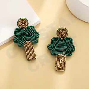 Pendientes con cuentas TCU DE LA Universidad Cristiana de Texas para mujer, Día conmemorativo patriótico, Material de tela de Color naranja, blanco y azul - Product Image 4