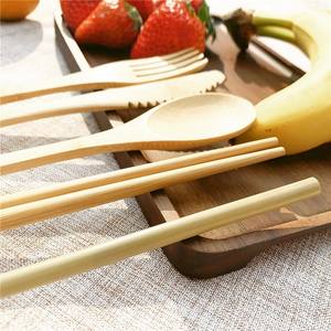 100% อินทรีย์ที่ยั่งยืนเป็นมิตรกับสิ่งแวดล้อมไม้ไผ่ชุดช้อนส้อม/ช้อนไม้ไผ่-ส้อม-มีด - Product Image 2