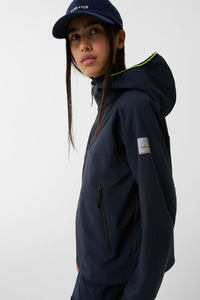 Veste Leska Softshell pour femmes bleu foncé de qualité supérieure personnalisée Prix d'usine Manches complètes et vestes d'extérieur coupe-vent pour femmes - Product Image 4