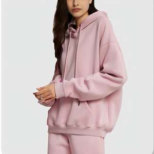 Poly coton personnalisé femmes sweats à capuche surdimensionné coupe ample sweat à capuche décontracté doux polaire côtelé manchette Anti-rides caractéristique sweats à capuche - Product Image 2