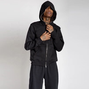 Breathable Wholesale Heavy GSM Fleece 100% Cotton Oversized Solid Winter Men's Full Face Zip Hoody with Embroidery Option - Product Image 3