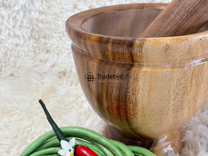 Bloc à découper Okhli en bois durable de qualité supérieure par Tradebyd Broyeur à épices traditionnel pour une cuisson authentique au lave-vaisselle - Product Image 5