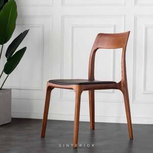 Chaise de salle à manger en bois massif noyer, mobilier de maison moderne de luxe - Product Image 1