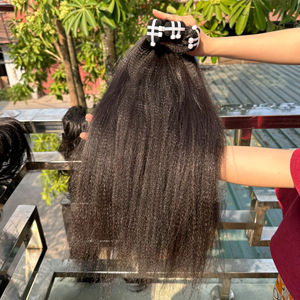 Vente en gros de Yaki trame droite non transformée vierge vietnamienne 100% paquets de cheveux humains crépus droits personnalisés - Product Image 1