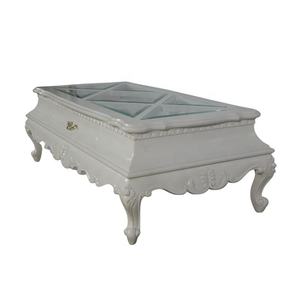 Mesa de Centro para Sala de Estar, Mesa de Té de Madera de Caoba con Cajón, Mesa de Centro Tallada a Mano, Mesa de Centro Blanca, Muebles de Estilo Francés - Product Image 4