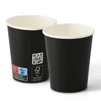 Cangkir Kertas Bio-Coated Ø 80 mm 8Oz 200Ml Hitam Dinding Tunggal Untuk Minuman Panas Latte Cafe - 1000 pcs/karton