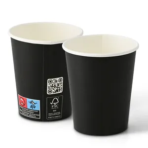 Ø 80 mm Bio-Coated 8Oz 200Ml Black Single Wall Bio Coated Paper <b>Cups</b> Takeaway Cafe Hot <b>Latte</b> Mugs For Beverage - 1000 pcs/carton - Product Image 2
