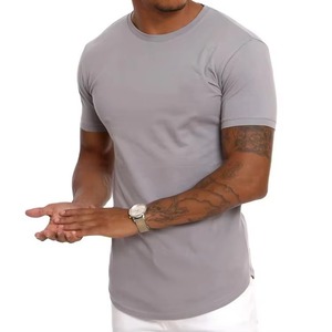 Camiseta de manga larga ajustada para hombre, ropa de calle, 93% algodón, 7%, elastano, peso ligero, gimnasio, Top de palangre, dobladillo curvo, OEM personalizable - Product Image 3
