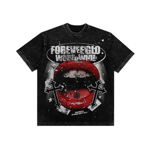 เสื้อยืดคอกลมแขนกุดสำหรับผู้ชายเสื้อยืดลายกราฟิกพิมพ์โลโก้ทรงโอเวอร์ไซส์วินเทจ - Product Image 1