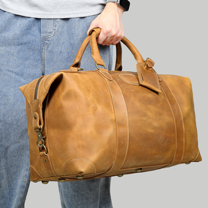 Sac polochon d'affaires en cuir souple de nuit pour hommes noirs sacs de voyage en cuir véritable - Product Image 2