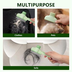Peigne auto-nettoyant 2 en 1 pour chat et chien, dents en acier inoxydable, bouton de libération facile, élimination sécurisée des poils d'animaux, toilettage, démêlage - Product Image 6