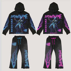 Streetwear personnalisé respirant pour hommes survêtements deux pièces ensembles de survêtements en polaire avec logo personnalisé pour unisexe - Product Image 1