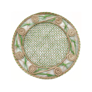 Mantel Individual de Pasto Marino Natural Tejido a Mano con Sutiles Detalles de Color / Mantel Redondo Decorativo Tejido para Hogar y Comedor Modernos - Product Image 1