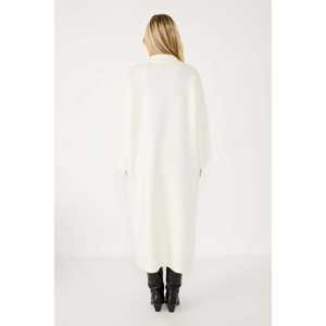 Cárdigan Largo Elegante Color Crudo, Tejido de Ganchillo Informal con Decoración de Encaje, Estampados Sólidos, Acrílico y Cachemira para Otoño e Invierno - Product Image 6