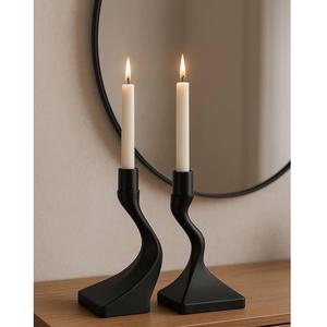 Support à bougie en métal, porte-bougie pour l'éclairage et la décoration de la maison, ensemble élégant avec finition antique, porte-bougie décoratif - Product Image 3