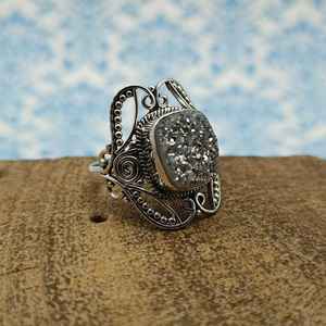 Titanio druso piedra preciosa cojín corte 925 plata esterlina bisel conjunto anillo hecho en genuino 925 anillos de plata diseño de moda - Product Image 3