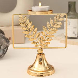 hot selling Leaf design candle stand Tea light holder for Diwali Decorative candle stand for home Lighting holder for events - Product Image 1