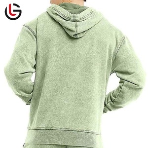 Fabricant de pulls à capuche à ourlet brut lavés à l'acide 500 g/m² sur mesure pour hommes respirants à séchage rapide respectueux de l'environnement - Product Image 5