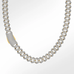 Collar de cadena de eslabones de diamantes de moissanita de oro auténtico macizo de 18 quilates, joyería, collar de cadena cubana para joyería de moda Unisex - Product Image 3