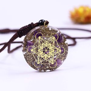 Orgone Améthyste Metatron Cube Résine Cuivre Couche Énergie Pendentif Pour Collier Cristal Artisanat Pendentif Acheter De Aashim Agate - Product Image 1