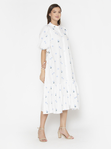 Haute qualité nouveau à la mode personnalisé femmes décontracté printemps imprimé fleuri été solide col rond femmes robe - Product Image 3