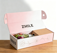 Boîte d'emballage florale en carton ondulé de luxe, imprimée, pour expédition de fleurs, élégante, réutilisable, haut de gamme, personnalisable pour boutiques