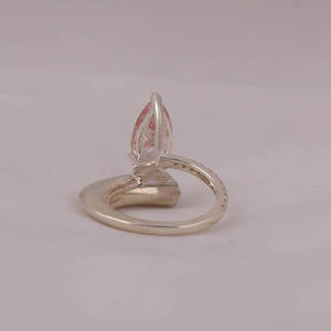 Pink Pear Cut Lab Grown Diamond Engagement Ring With Tiney Pear and Round Lab Grown Diamond in 18KT Solid Gold - Product Image 4