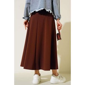 Straight <b>Flared</b> <b>Skirt</b> Brown - Product Image 4
