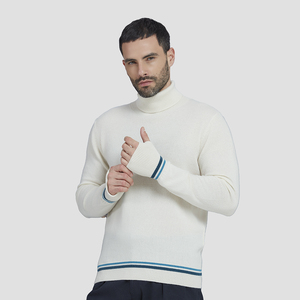 Produttori di abbigliamento italiano maglione lavorato a maglia bianco abbigliamento eco cachemire maglieria dolcevita - Product Image 1