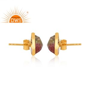 Hot Selling 925 Sterling <b>Silver</b> Natural Unakite Gemstone 18 K Gold Plated <b>Stud</b> <b>Earring</b> <b>for</b> <b>Women</b> - Product Image 3