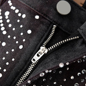 Custom 100% Cotton Acid Wash Rhinestone <b>Shorts</b> Vintage Streetwear with Solid Pattern for Sale - Product Image 5