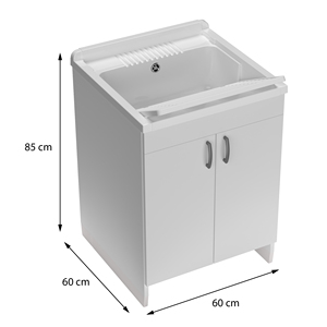 Mongardi 60L Unità Lavanderia Mobile da Interno in Legno Resistente agli Acidi, Ecologica e Moderna, con Vasca in Resina Forabile per Facile Installazione del Rubinetto - Product Image 3