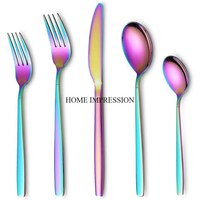 Ensemble de couverts en aluminium moderne et écologique avec finition émaillée aux couleurs arc-en-ciel, aspect attrayant, pour la cuisine et la table à manger