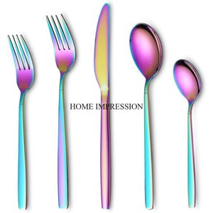 Acabado esmaltado de Color arcoíris aspecto atractivo cuchillo cuchara y juego de cubiertos populares utensilios de cocina accesorios de mesa de comedor suministros - Product Image 2