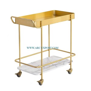 Conception moderne cadre en métal couleur or nouveau style chariot de service alimentaire chariot créatif de haute qualité à 3 niveaux Offre Spéciale - Product Image 6